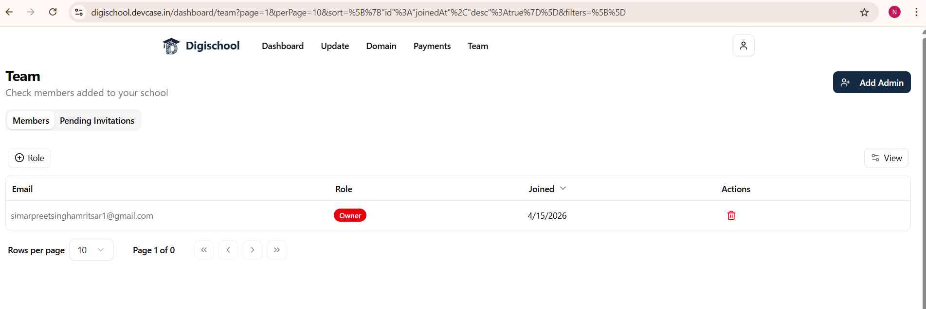 Team management — add admins and staff